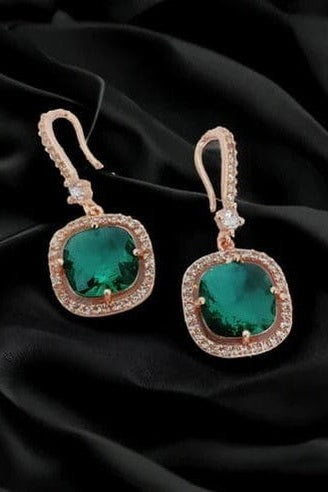 Square Rose Gold Hook Back Earrings