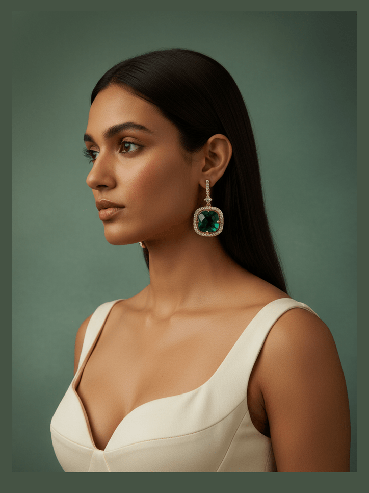 Square Rose Gold Hook Back Earrings