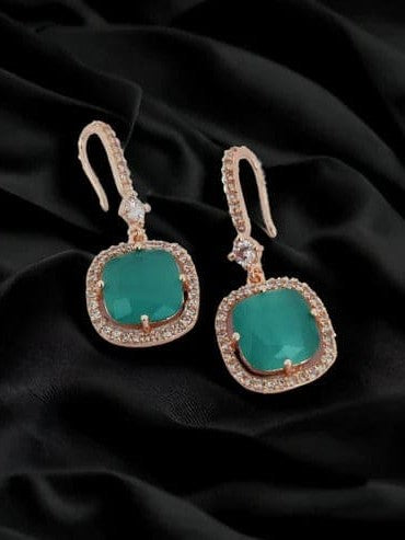 Square Rose Gold Hook Back Earrings
