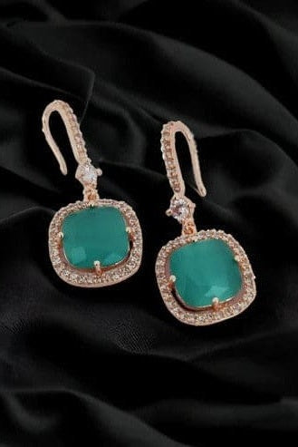 Square Rose Gold Hook Back Earrings