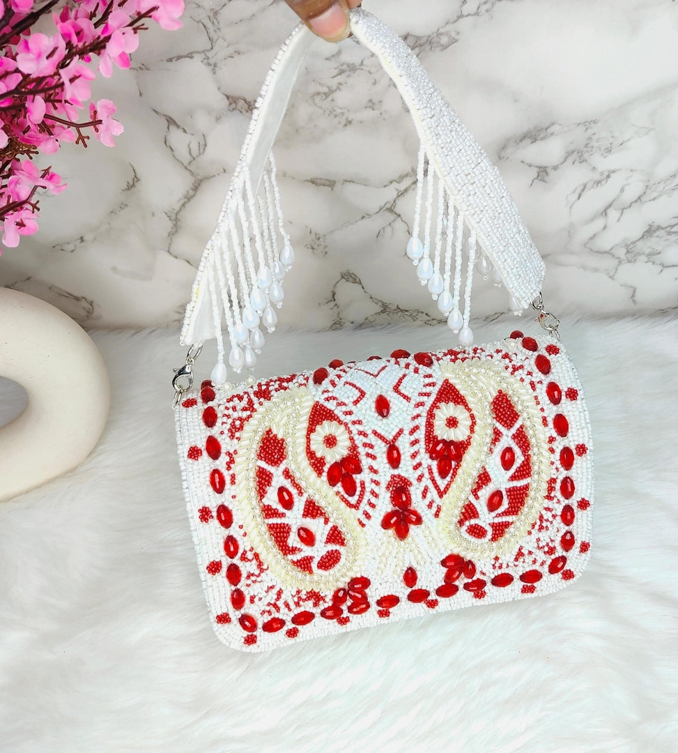 Bridal Embroided Flap Clutch
