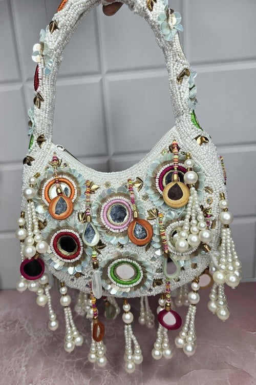 White pearl mirror bag