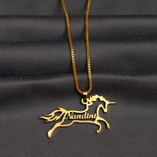 Unicorn personalised name pendant