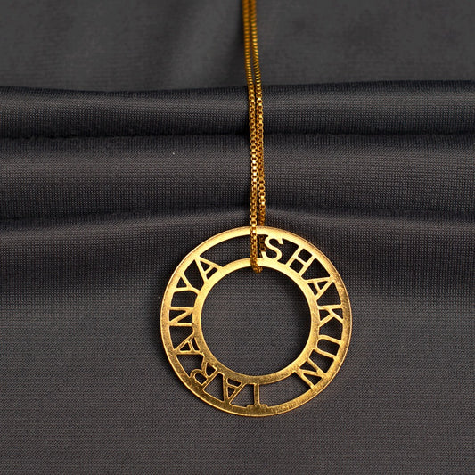 Double name Circle pendant