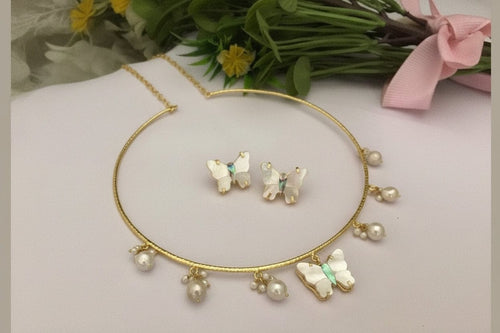 Real Mother Pearl Aravali Hasli Set - Elegant Ethnic Jewelry