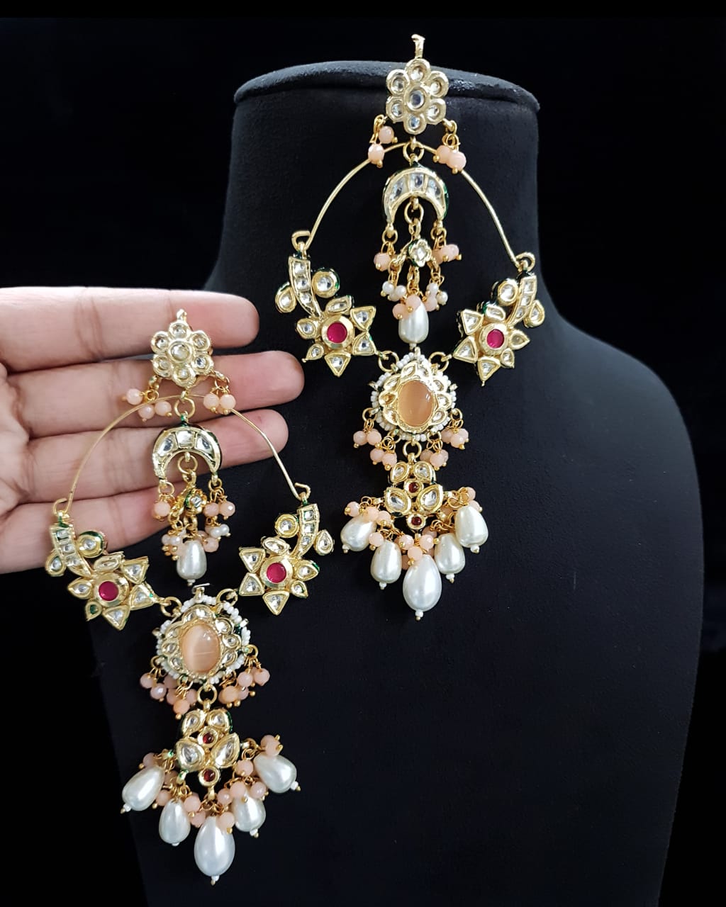 Aarna long jhumka polki earrings