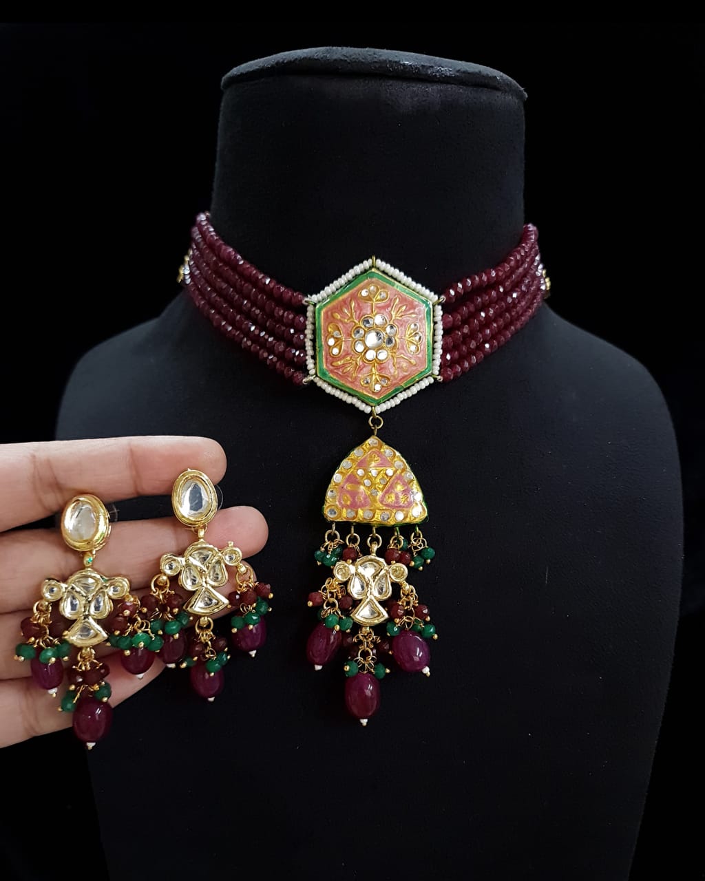 Vama kundan meenakari set