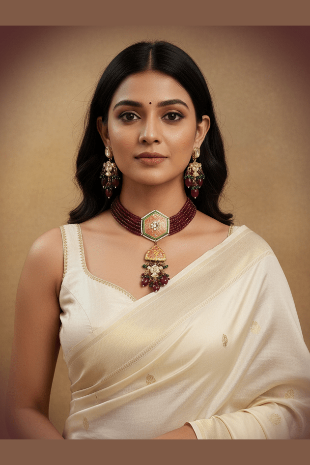 Vama kundan meenakari set