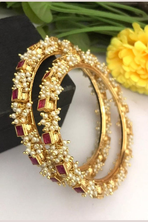 Gulmohar Polki Bangles