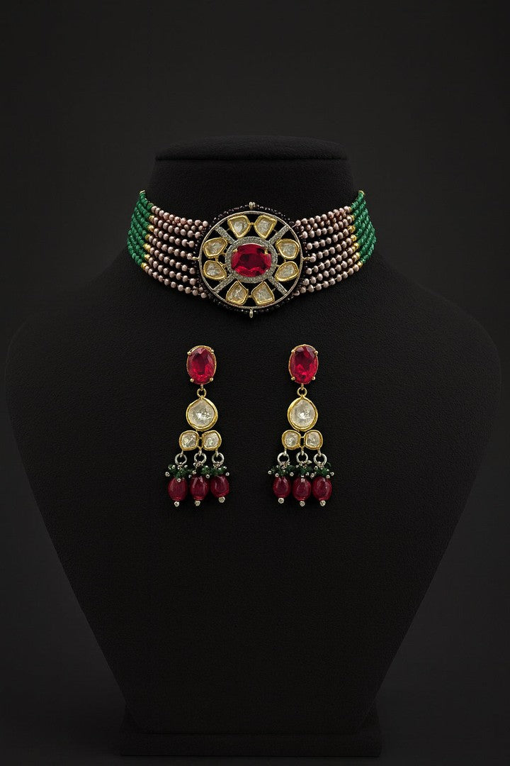 Ishanvi polki choker Set