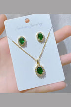 JS-19-GREEN-18k Gold Plated Stainless Steel Tarnish Free Waterproof Female Jewellery