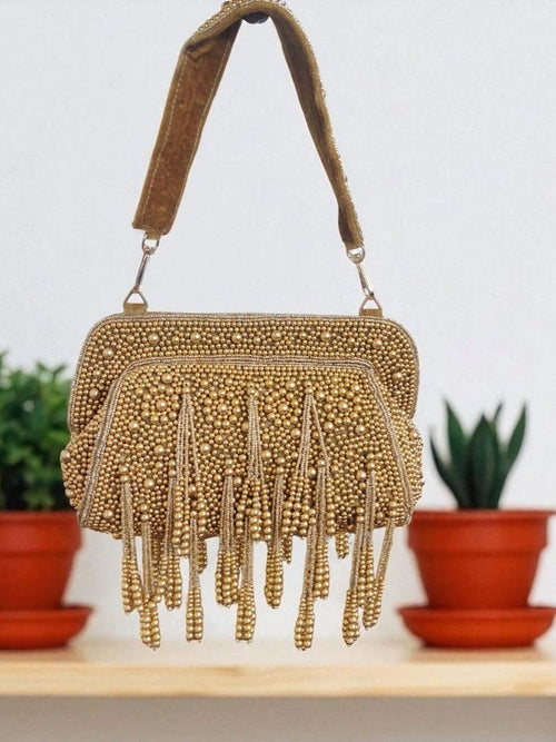 Jannat Luxury Pearl Beaded Fringe Handbag