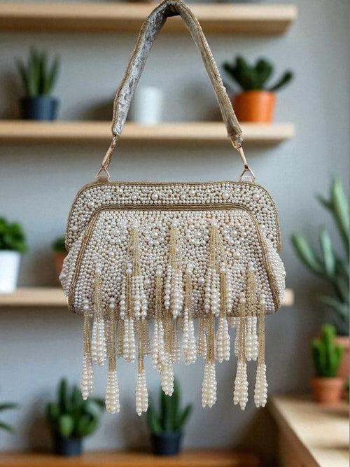 Jannat Luxury Pearl Beaded Fringe Handbag