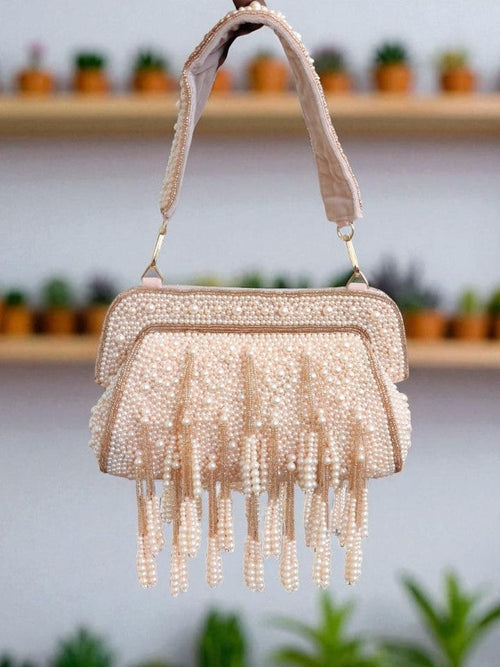 Jannat Luxury Pearl Beaded Fringe Handbag