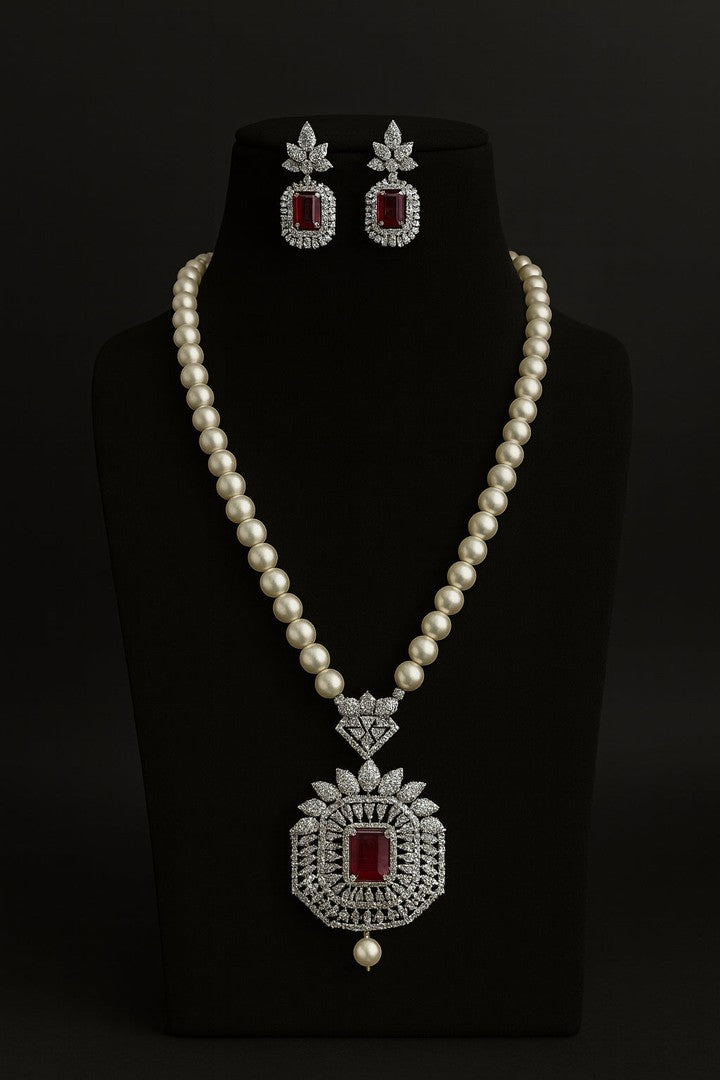 Kadambari ad ruby pearl set