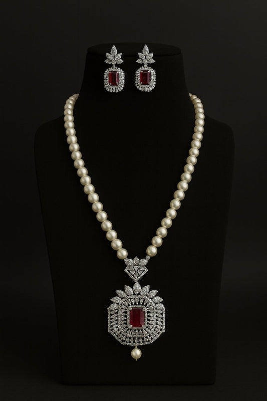 Kadambari ad ruby pearl set