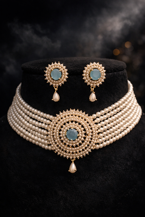 Kiyora Elegant Real Pearl Choker Set