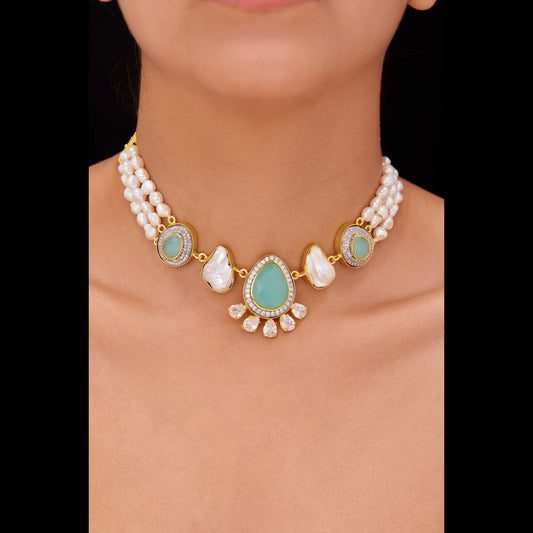 Leena Real Pearl Choker Set