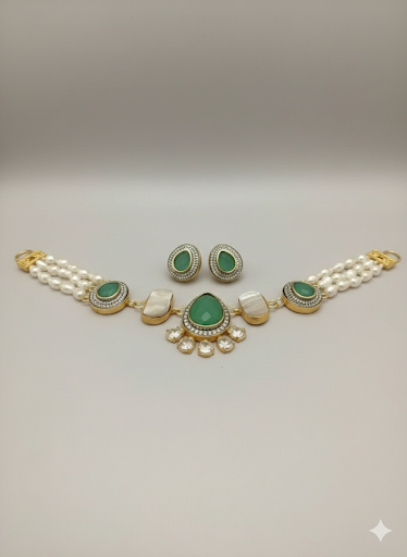 Leena Real Pearl Choker Set - Elegant Handcrafted Jewelry