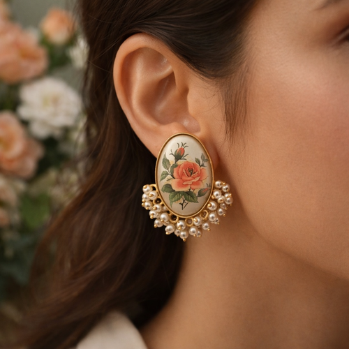 Lucia Real Pearl Earrings - Elegant 18k Gold Polish Design