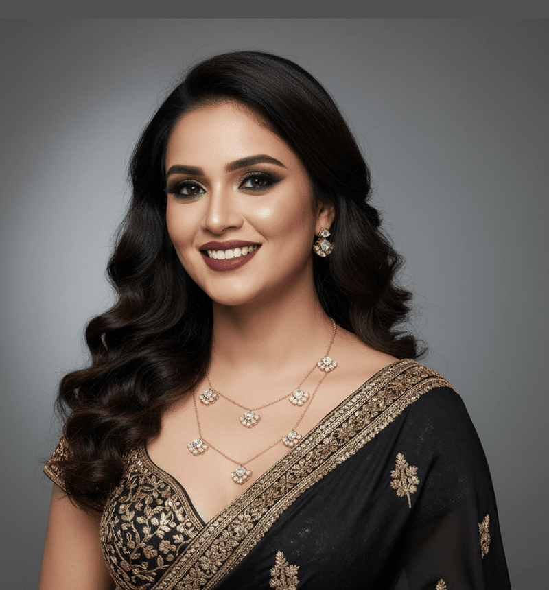 Malavika 22K Gold Plated Masonite Polki Kundan Necklace Set in Pure Brass