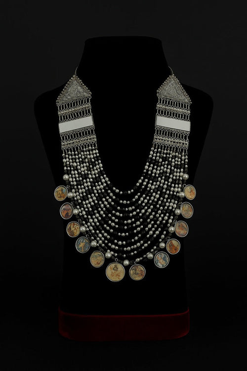 Navratri Special Hand Painted Mirror Studded Jewelry