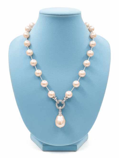Omya Handcrafted Shell Pearl Mala Necklace