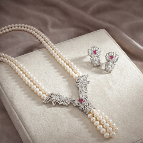 Parineeta Divine Wing Real Pearl Necklace Set