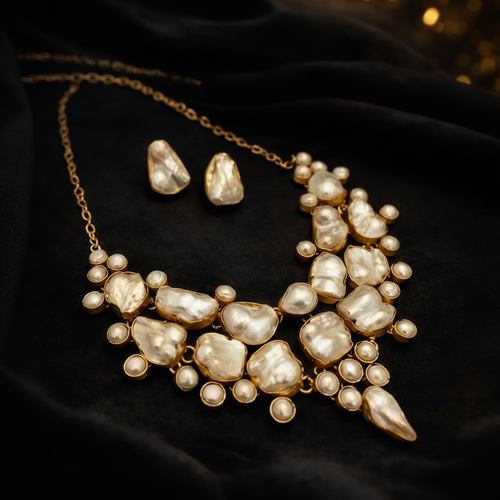 Parthivi Real Pearl Set - Elegant Handcrafted Jewelry