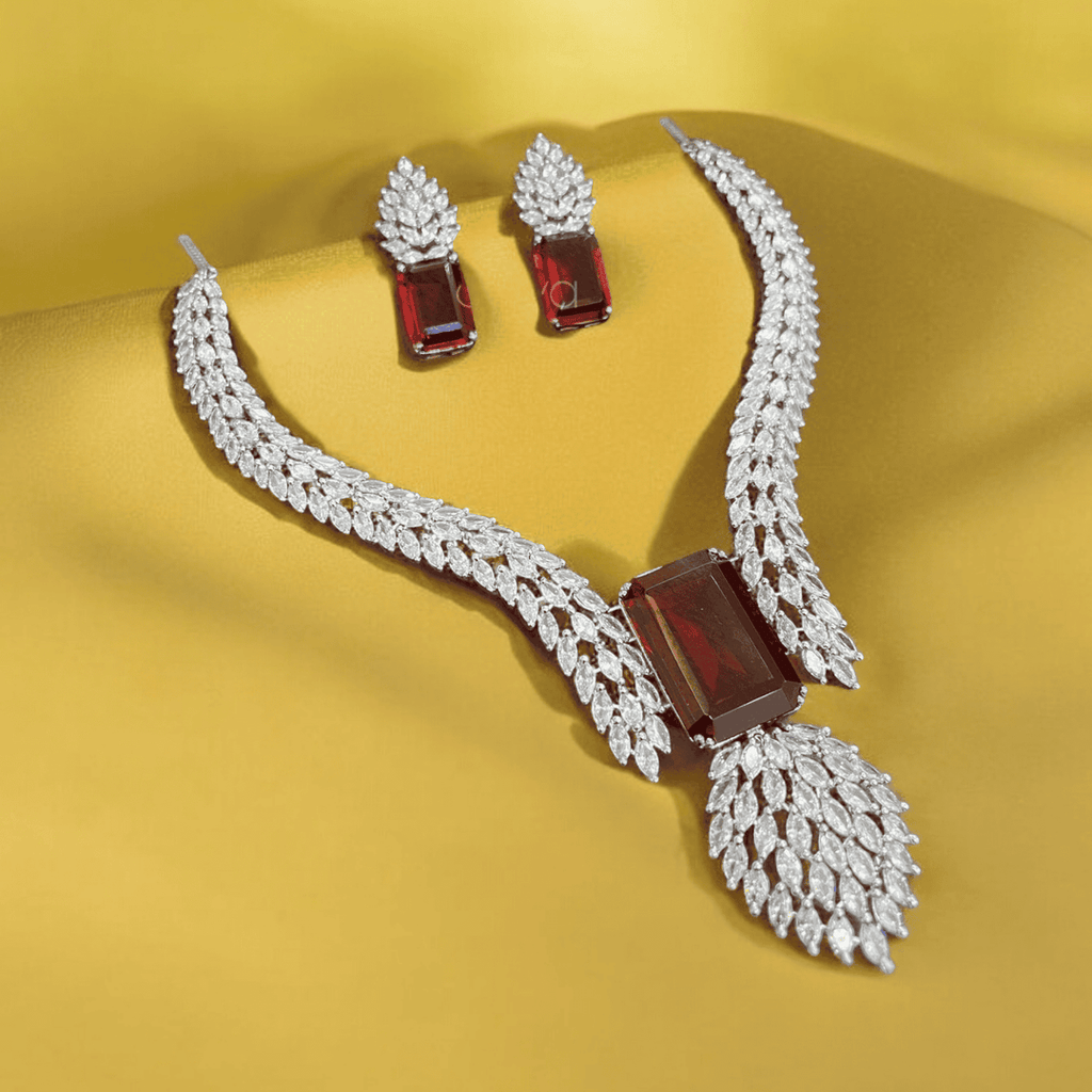 Sonita ruby cz designer necklace set