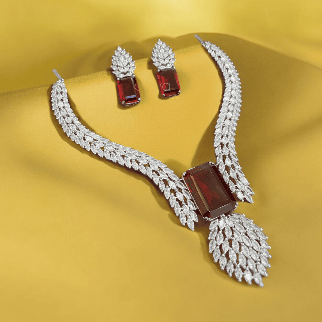 Sonita ruby cz designer necklace set