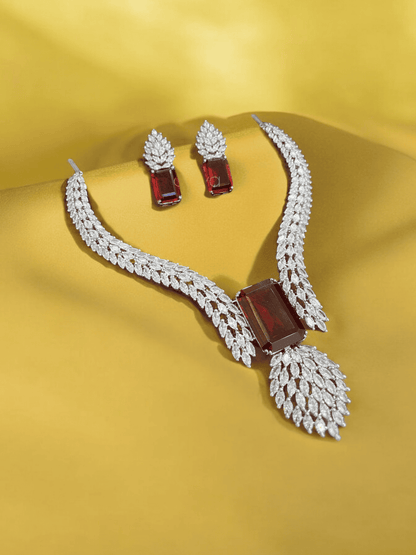 Sonita ruby cz designer necklace set