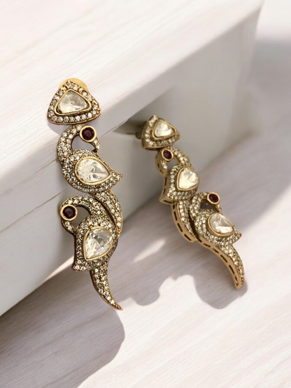 Mayur polki kundan earrings