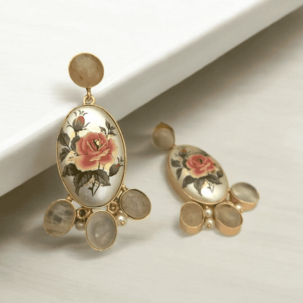 Rosy real pearl earrings