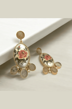 Rosy real pearl earrings