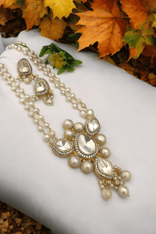 Arka real pearl polki kundan set