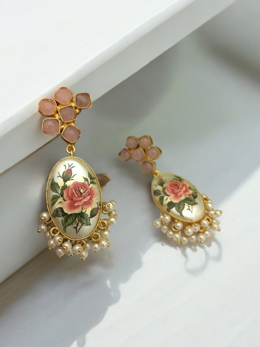 Aabhikya Japnese real pearl earrings