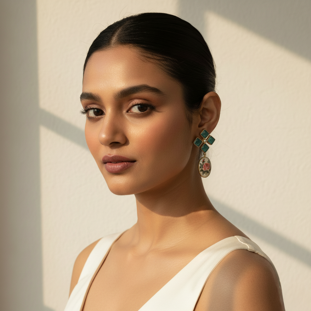 Abirami japnese real pearl earrings