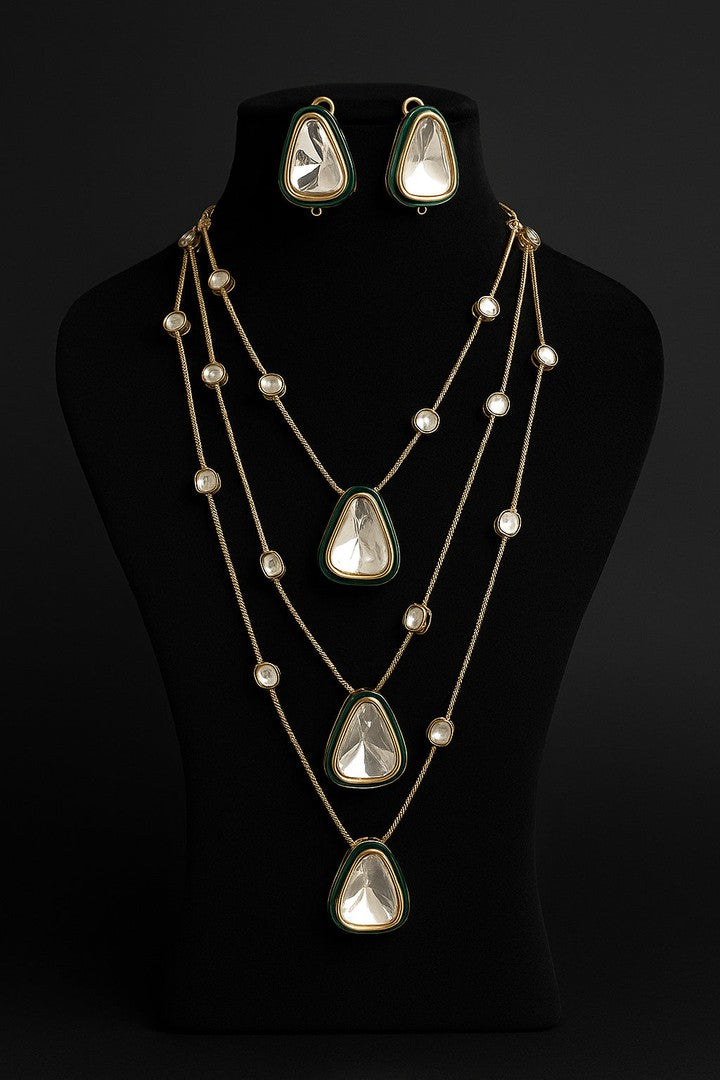 Polki kundan noor long mala set