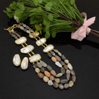 Real Pearl-Celeste Baroque Pearl & Natural Stone Set-- Elegant Ethnic Jewelry for All Occasions