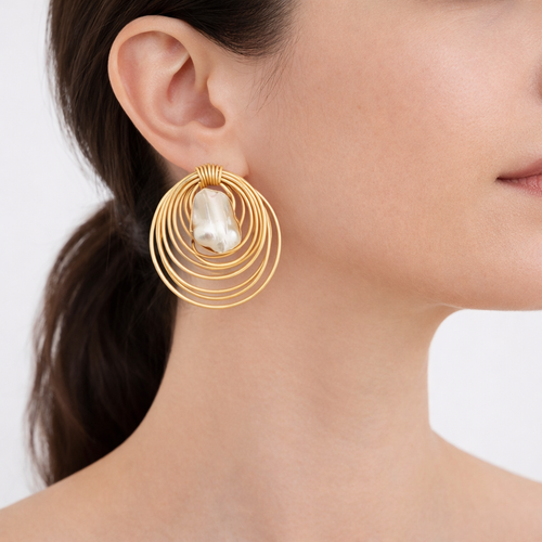 Real Pearl Krushna Earrings - Ethnic & Western Elegance