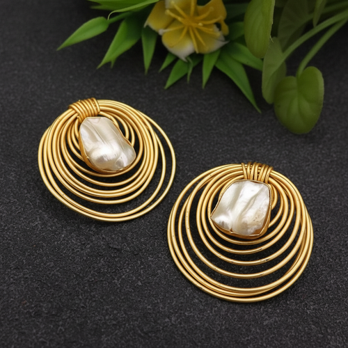 Real Pearl Krushna Earrings - Ethnic & Western Elegance