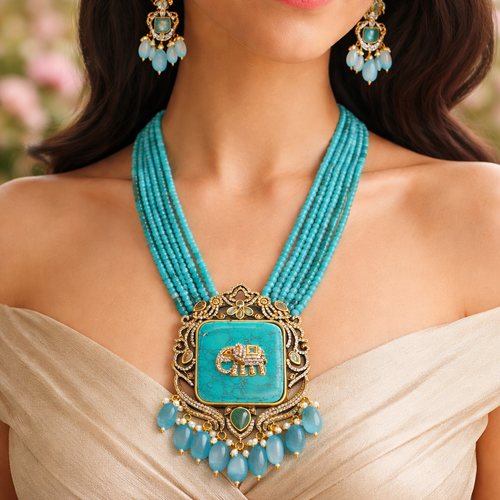 Revti Kundan Semi Precious Set - Elegant Ethnic Jewelry