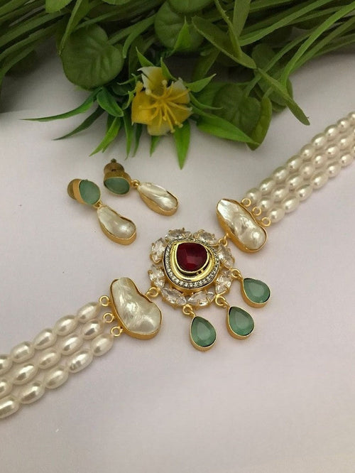 Rhythm Real Pearl Choker Set - Elegant & Timeless Jewelry