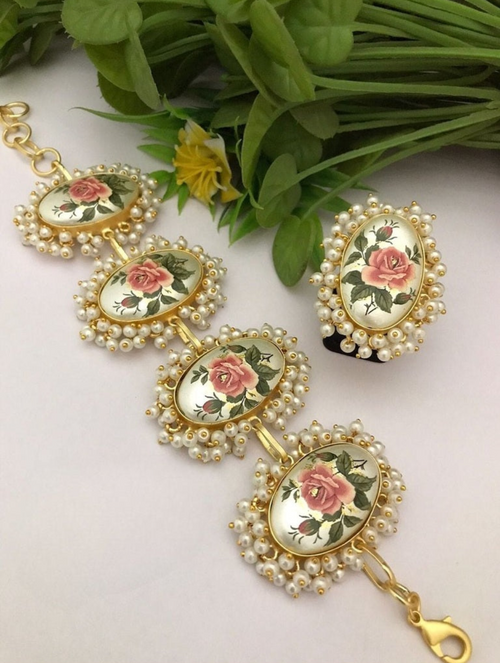 Rose Combo - Handcrafted Bracelet & Adjustable Ring Set