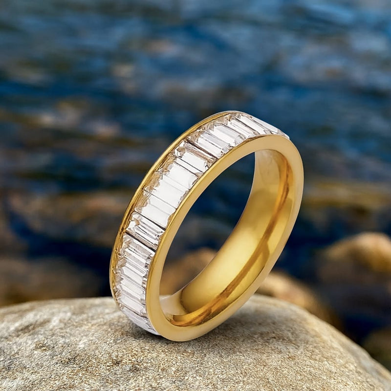 Seniea Ring 18k Gold Plated Stainless Steel Tarnish Free Waterproof Female Jewellery