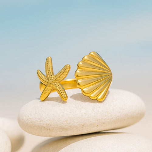 Shell 18k Gold Plated  Stainless steel Ring