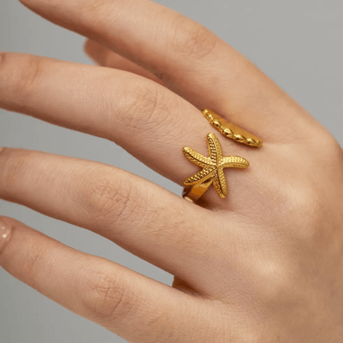 Shell 18k Gold Plated  Stainless steel Ring