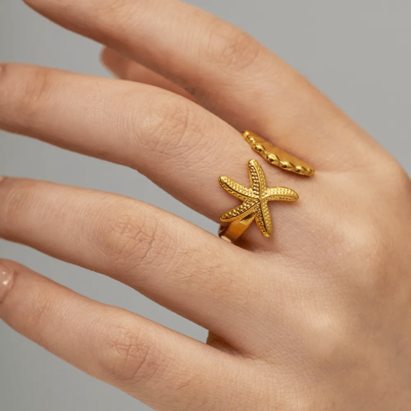 Shell 18k Gold Plated  Stainless steel Ring