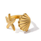 Shell 18k Gold Plated  Stainless steel Ring